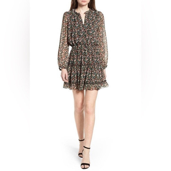 NWT REBECCA MINKOFF Rosemary Floral Dress black floral print Size Medium peasant - Picture 1 of 17